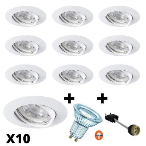 Machtigen komedie Steken Lot 10 Spots Led GU10 Orientables Blancs Led OSRAM 4.3W rendu 50W 120°  4000K.