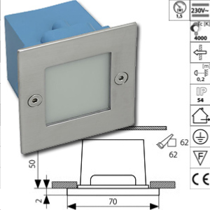 LED Luminaire extérieur carré 230V à encastrer LED SMD Blanc chaud