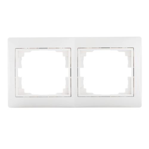 Plaque double horizontale pour prises et interrupteurs Mowion blanche