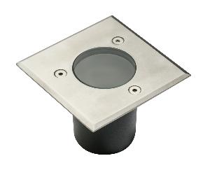 Spot exterieur IP67 MINI 230V pour led GU10 Acier brossé Carré.