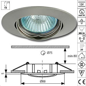 Spot encastrable orientable alu 12v GU5,3 Chrome