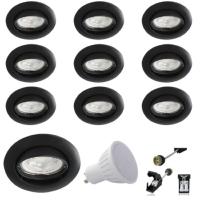 10 X Spots Led GU10 Encastrable Noir Led 7W rendu 50W 120° Blanc Neutre.
