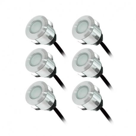 Kit 6 mini spots encastrables terrasse 0.6W 12V 3000K