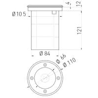 Spot Exterieur Encastrable IP67 230V GU10 Acier Rond double presse-étoupe