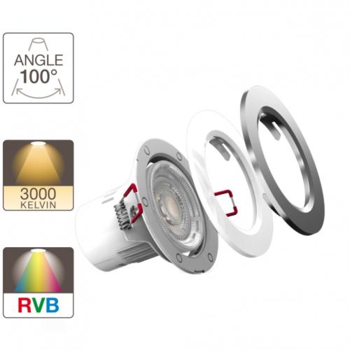 Spot LED RVBW 6.8W 100° 230V Blanc & Couleur + Télécommande XANLITE