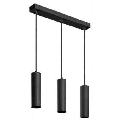 Suspension triple cylindre noir mat GU10