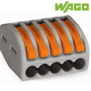 WAGO Borne 5 connecteurs avec levier pour fil souple & rigide. 222-415 L'unité