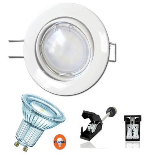 Spot Led GU10 Orientable Blanc avec Led OSRAM 4.3W rendu 50W 120° 2700K