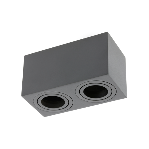 Double Spot en Saillie carré noir mat orientable 230V GU10
