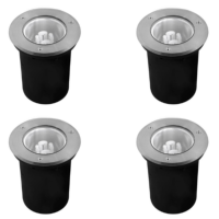 4 x Spot encastrable extérieur pour led 230V E27 acier brossé