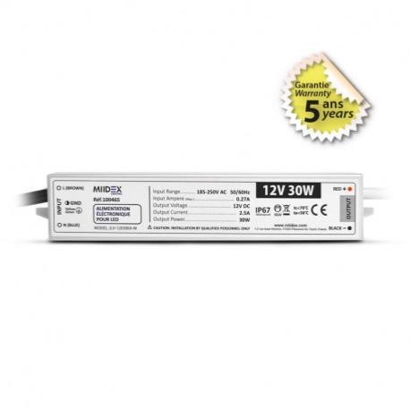 Alimentation électronique LED 30W 240V 12V DC IP67.