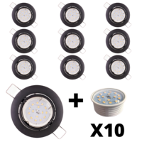 10 Spots Led encastrables extra plats dimmables noirs mat quips LED 5W 4000K