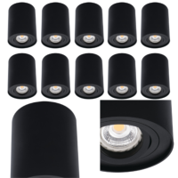 10 x Spots en Saillie orientable 230V GU10 noir Kanlux