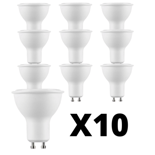 Lot de 10 Ampoules LED Spot  5W GU10 Angle 100° 2700K