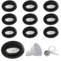 10 X Spots Led GU10 Encastrable Noir Led 6.5W rendu 50W 120 Blanc Neutre.