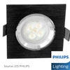 Spot Led GU10 Encastrable Noir Carr avec Led PHILIPS 5W rendu 50W 36 2700K