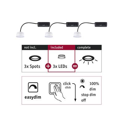 Modules Coin PAULMANN Choose Lot de 3 Easy-Dim LED 3x6,5W 630lm 2700K 51mm étiqu