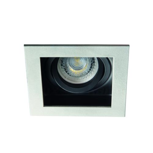 Spot encastrable downlight orientable carré finition alu et noir 26721