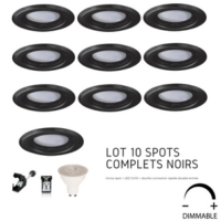 10 x Spots Led GU10 Encastrables Dimmables Noirs Led 7W = 50W 120° Blanc Neutre.