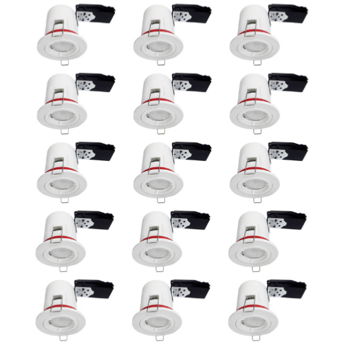 15 x Spot BBC blanc 88 mm pour LED GU10 avec douille automatique