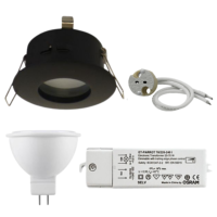 Kit Spot LED étanche IP65 salle de bain Noir + LED + Transfo 12V