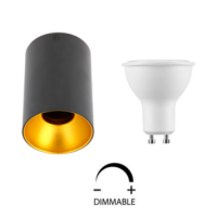 Spot Led en saillie GU10 Dimmable Noir Dor 7W = 50W 120 Blanc Neutre.