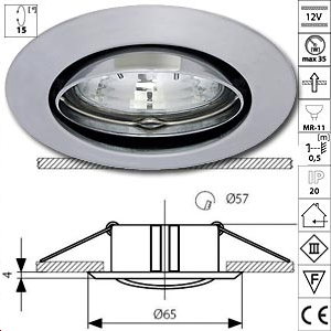 Spot encastrable orientable alu 12v GU4 Chrome mat