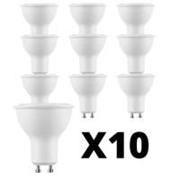 Lot de 10 Ampoules LED Spot  7W GU10 Angle 100° 6000K