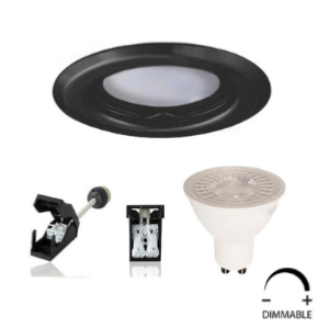 Spot Led GU10 Encastrable Dimmable Noir Led 7W rendu 50W 120° Blanc Neutre.