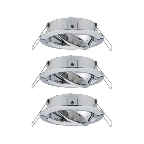 Lot de 3 Spots encastrables 230V Chromé IP23 pour LED GU10 Paulmann 92488