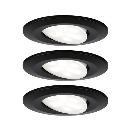 3 x Spots LED encastrables blanc 4000K Calla noir mat 220V 6,5W IP65  PAULMANN.