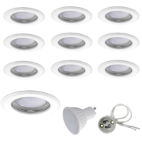 Lot 10 Spots Led GU10 Encastrables Blancs Led 6W rendu 50W 120 Blanc Chaud