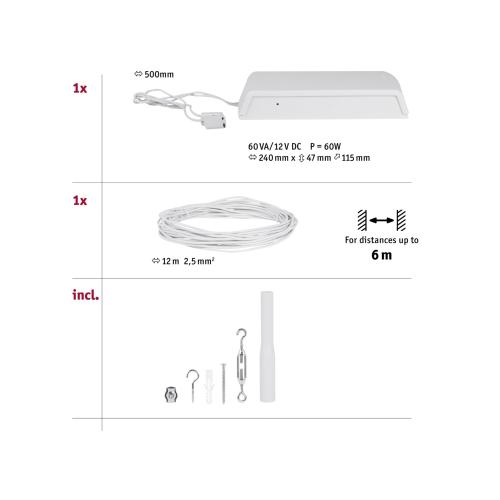 Kit de base pour led sur câbles tendus 60VA WIRE PAULMANN 94429