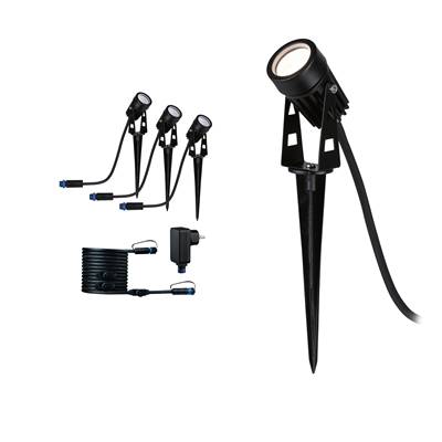 PAULMANN Outdoor Plug & Shine Spot starter set IP65 3000K noir - 94373