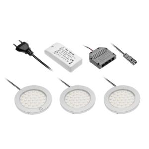 Kit 3 Spots led extra plats saillie 3 x 2.8W 12V DC Aluminium Blanc chaud IP20.