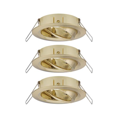 Lot de 3 Spots encastrables 230V Laiton brossé IP23 pour LED GU10 Paulmann 92489