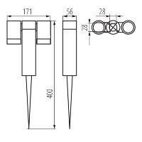 Lot 4 x Spot piquet exterieur GU10 double tête haute qualité LED interchangeable