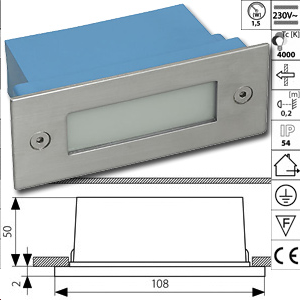 LED Luminaire extérieur rectangle 230V à encastrer LED SMD Blanc neutre