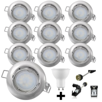 Lot 10 Spots Led GU10 Encastrables Acier Led 6.5W rendu 50W 120 4000K