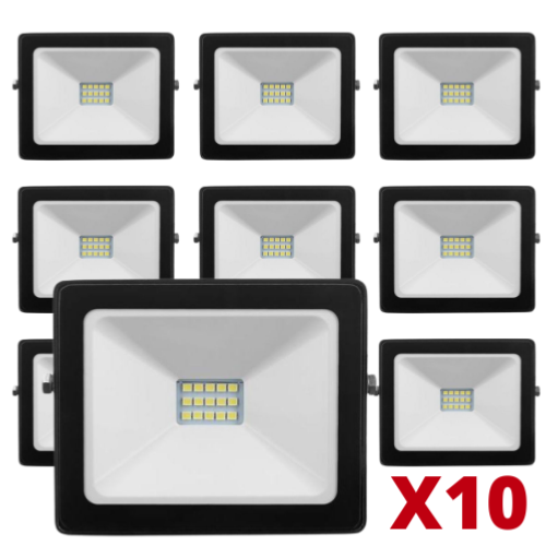 Lot de 10 projecteurs LED 10W Ultra Slim 120° blanc neutre 4000K