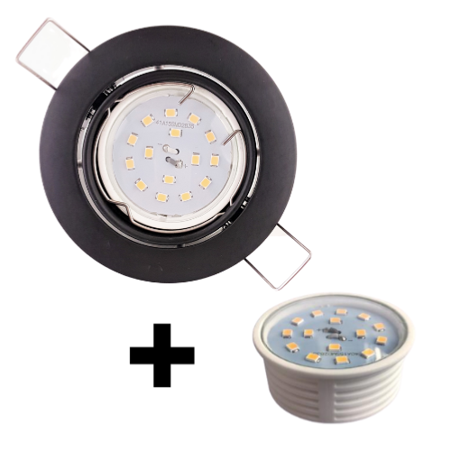 Spot Led encastrable extra plat dimmable noir mat équipé LED 5W 4000K