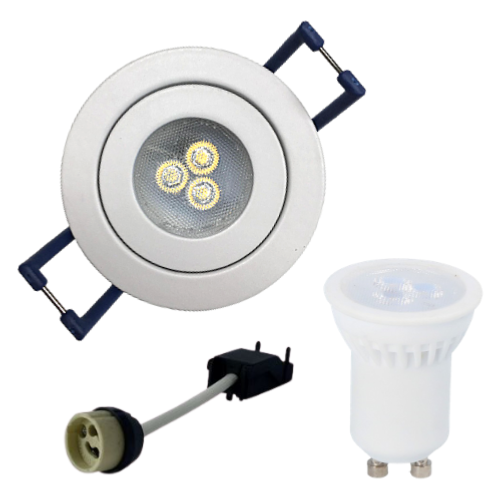 Mini Spot Led GU10 Encastrable blanc mat 3W 2700K IP44