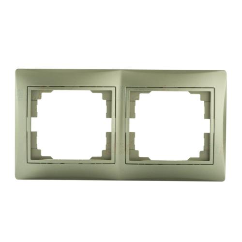 Plaque double horizontale pour prises et interrupteurs Mowion champagne