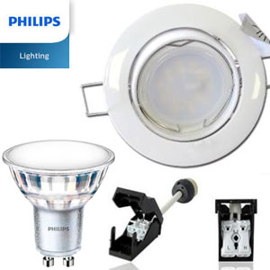 Spot Led GU10 Orientable Blanc avec Led PHILIPS 4.6W rendu 50W 2700K