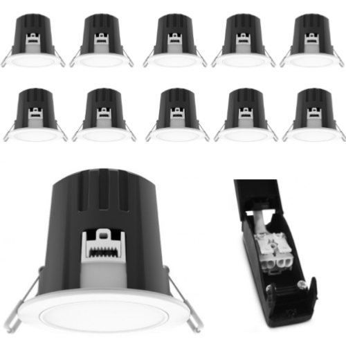 10 X Spot LED RT2012 IP65 recouvrable isolant 5W 3000K connexion rapide double