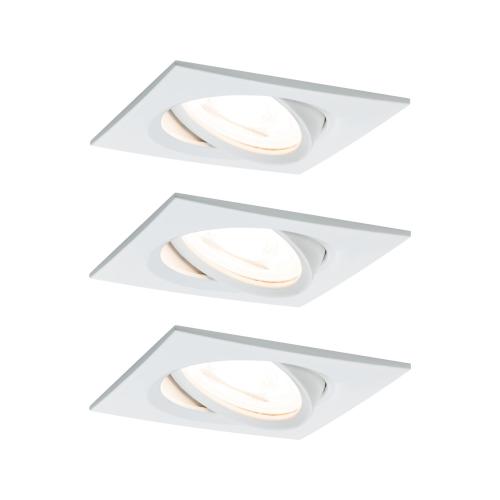 Lot 3 Spots LED encastrables Nova LED Coin 6.5W 230V blanc carré PAULMANN 93454
