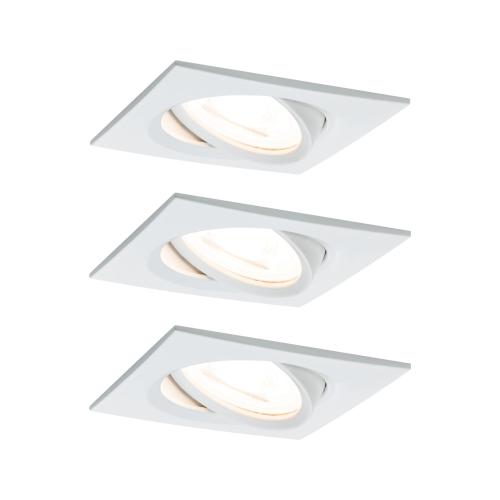 Lot 3 Spots LED encastrables Nova LED Coin 6.5W 230V blanc carré PAULMANN 93454