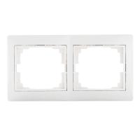 Plaque double horizontale pour prises et interrupteurs Mowion blanche