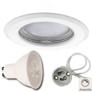 50 Spot LED encastrable complet blanc Fixe avec Ampoule GU10 7W Dimmable