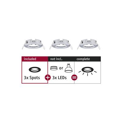 Encastrés PAULMANN Choose 3 spots fixes max. 3x10W Chrome alu 230V 51mm - 92482